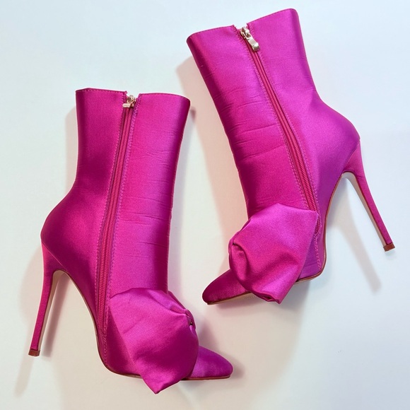 Azalea Wang Dolls Kill Need You All To Myself Stiletto Booties Blitz Pink Satin - Picture 6 of 15